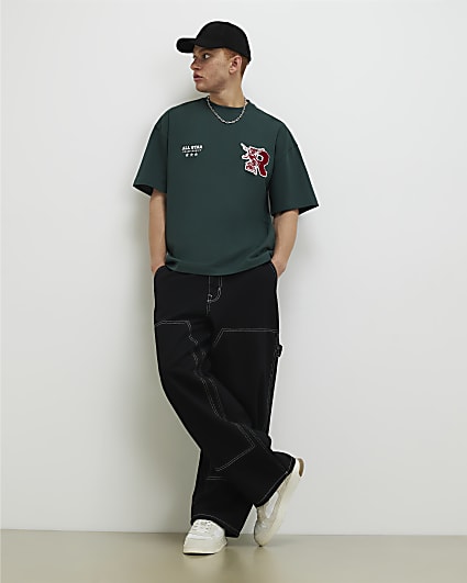 Green Oversized Fit R Badge T-Shirt