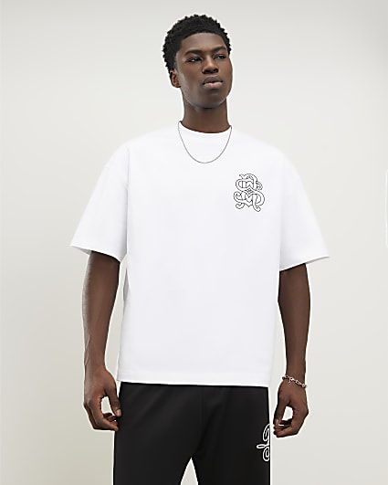 White Oversized Fit Front Crest T-Shirt