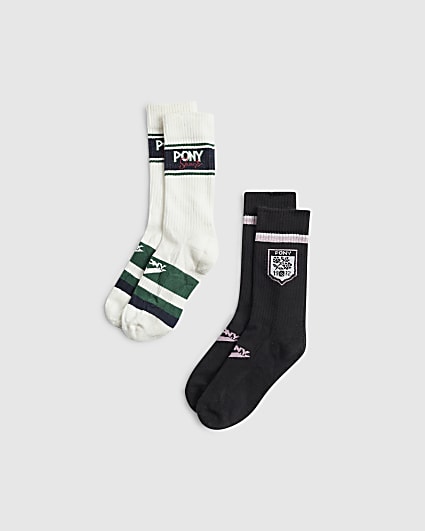 White Pony Ribbed Sport Socks 2 Pack