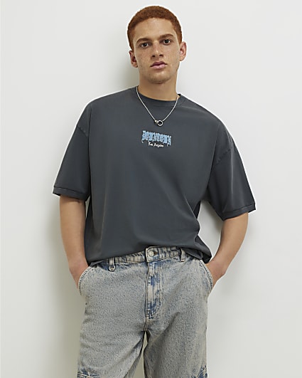 Black Oversized Fit Washed Downtown T-Shirt