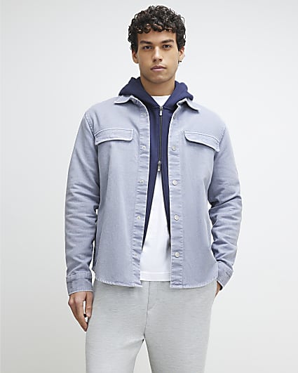 Purple Denim Long Sleeve Overshirt