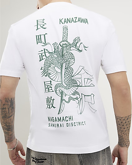 White Regular Fit Kanazawa Snake T-Shirt
