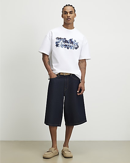 White Oversized Fit Floral Luminis T-Shirt