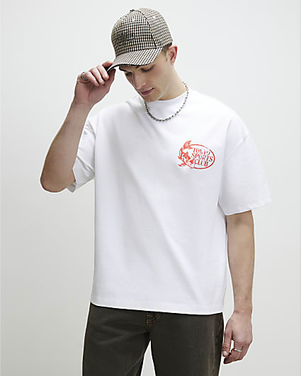 White Oversized Fit Tokyo Sports Fish T-Shirt