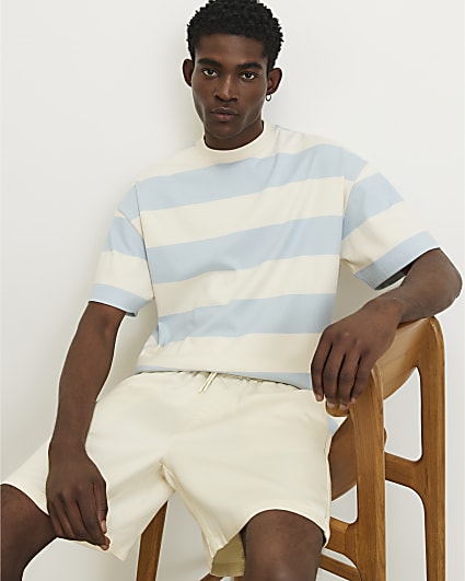 Blue Oversized Fit Stripe T-Shirt