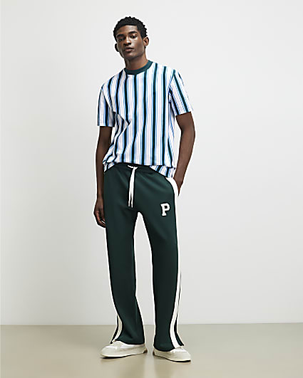 Blue Oversized Fit Vertical Stripe T-Shirt