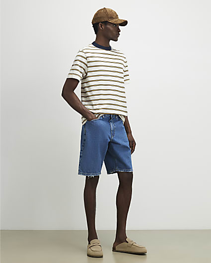 Yellow Regular Fit Stripe T-Shirt