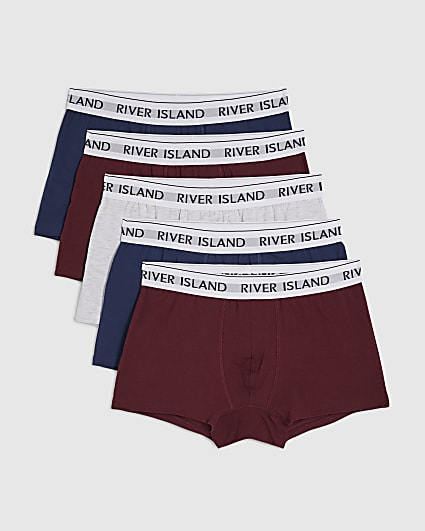 Red Mixed Waistband Pack Of 5 Trunks