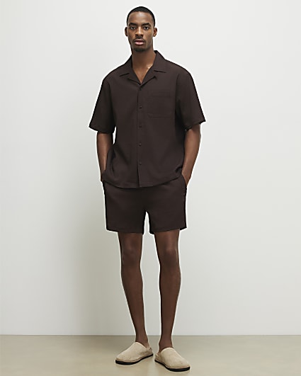 Brown Regular Fit Pull On Shorts