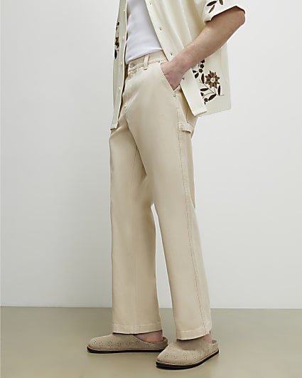 Beige Loose Fit Trousers
