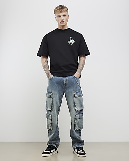 Black Oversized Fit Apres Ski Club T-Shirt
