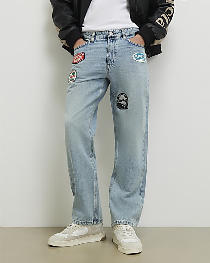Blue Loose Fit Bernardo Badge Jeans