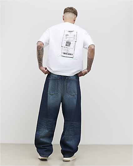 White Oversized Fit Barcode Receipt T-Shirt
