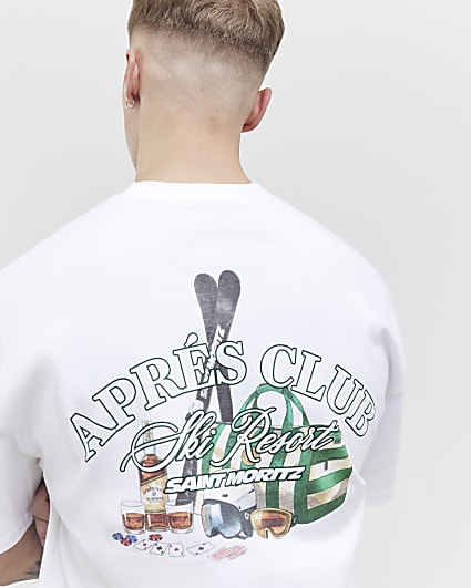 White Oversized Fit Apres Ski Club T-Shirt