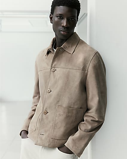 Beige RI Studio Suede Western Jacket