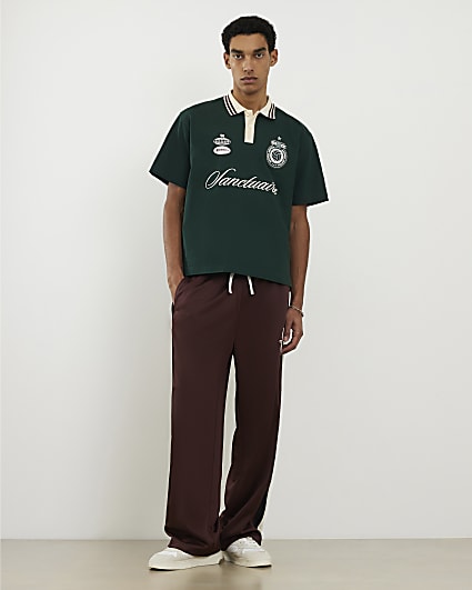 Green Oversized Fit Striped Rugby Shirt