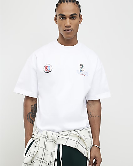 White Oversized Fit Chicago Pinup T-Shirt