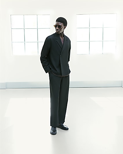 Black RI Studio Wide Leg Pleat Trousers