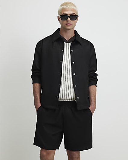 Black Pull On Faux Suedette Short