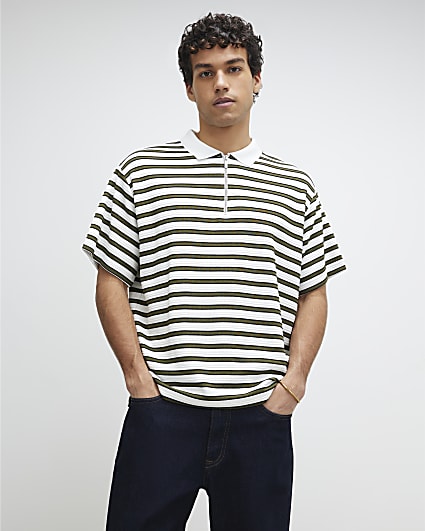 White Stripe Polo Top