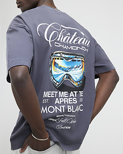 Grey Oversized Fit Chateaux Chamonix T-Shirt