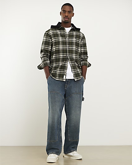 Green Check Hooded Shirt