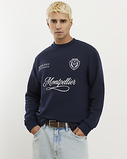 Navy Regular Fit Tipped T-Shirt