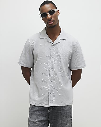 Grey Slim Fit Revere Shirt