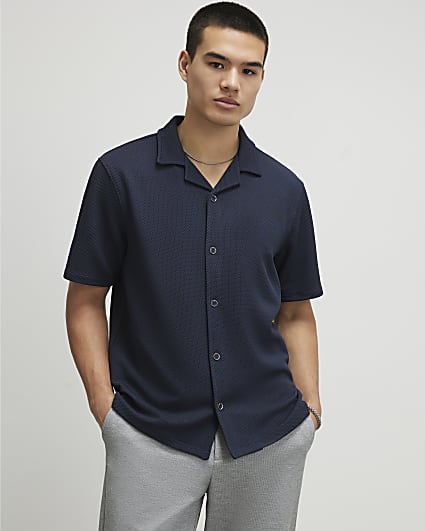 Navy Slim Fit Revere Shirt