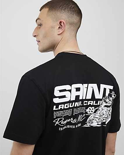 Black Regular Fit Saint Motorbike T-Shirt
