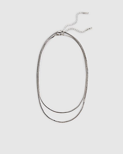 Silver Snake Chain Necklace Pack Of 2