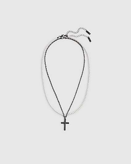 White Pearl Cross Pack Of 2 Necklaces
