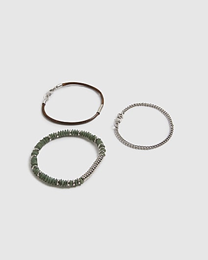 Green Mixed Media Bracelet 3 Pack