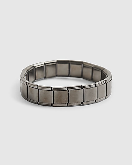 Silver Steel Stretch Square Bracelet