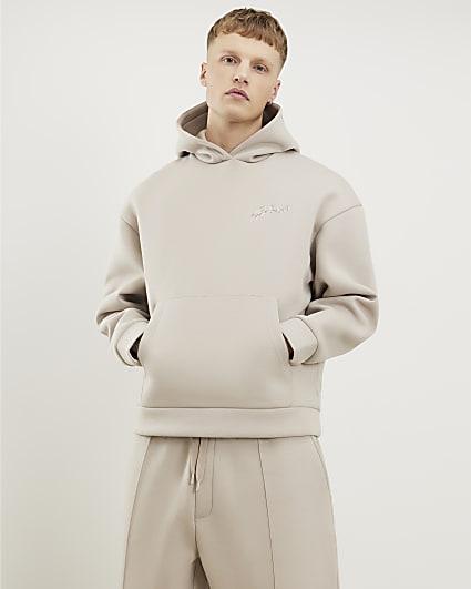Beige Oversized Fit MCMXII Script Hoodie