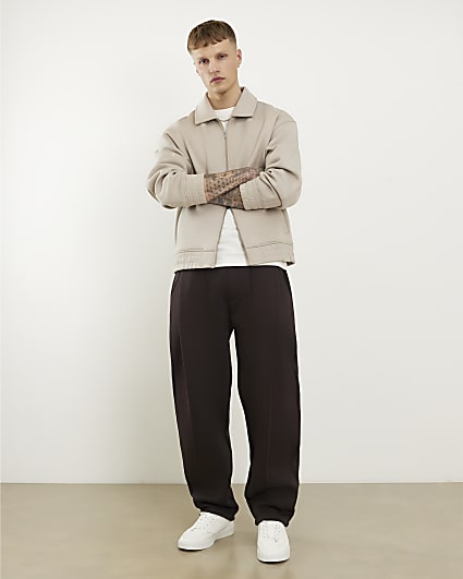 Brown Wide Leg Premium Joggers
