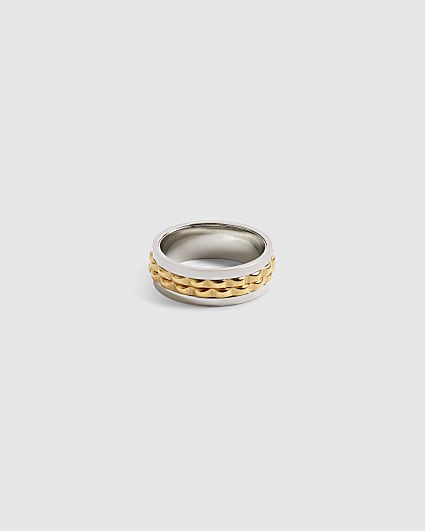 Gold Steel Mixed Metal Spinner Ring