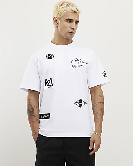 White Regular Fit MCMXII Multi Badge T-Shirt