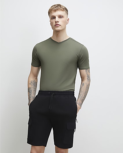 Green Muscle Fit V Neck T-Shirt