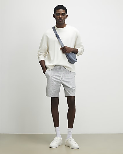 Blue Slim Fit Stripe Shorts