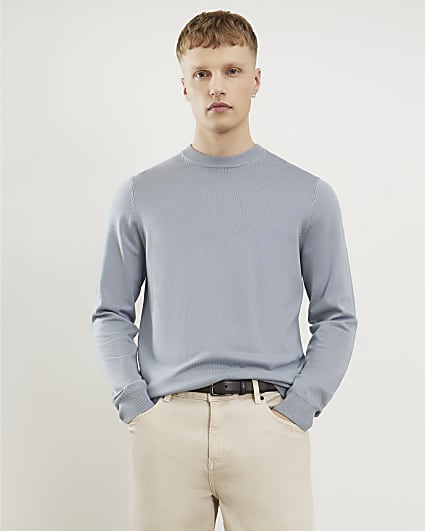 Blue Slim Fit Jumper