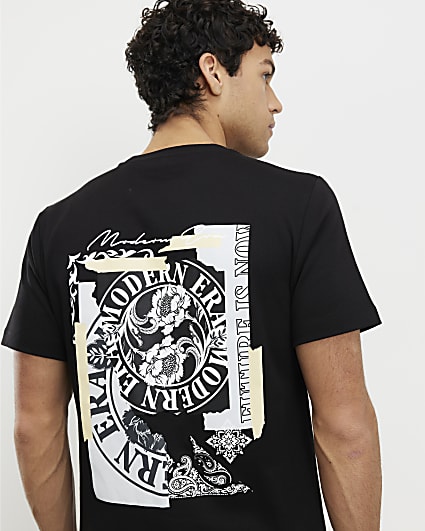 Black Slim Fit Modern Era Graphic T-shirt