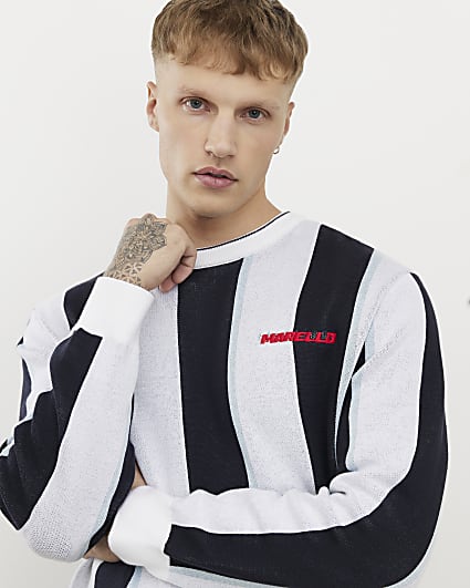 Blue Regular Fit Marello 76 Stripe Jumper