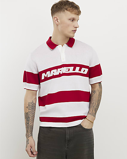 Red Slim Fit Marello Stripe Polo Shirt