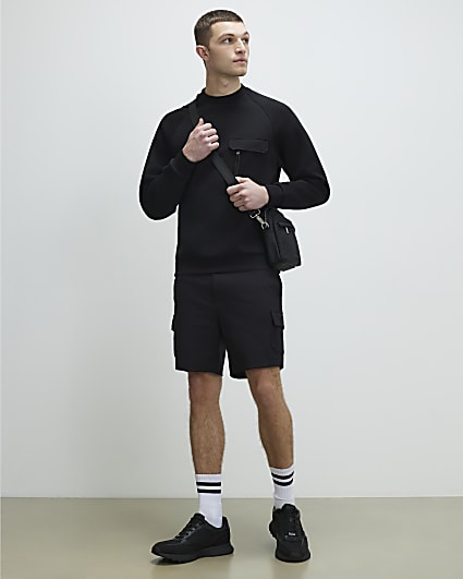 Black Skinny Fit Cargo Shorts