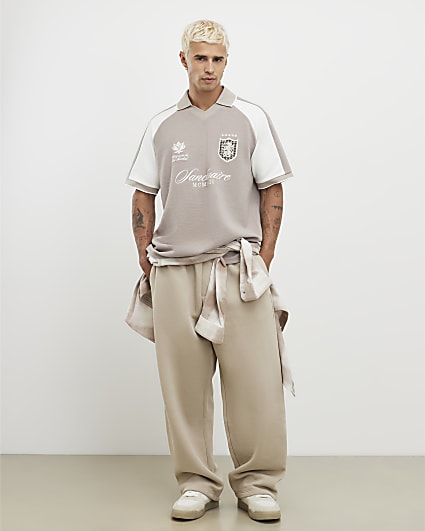 Beige Wide Leg Joggers