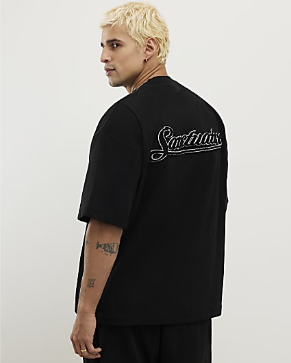 Black Regular Fit Sanctuaire Corduroy T-Shirt