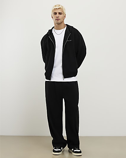 Black Wide Leg Corduroy Joggers