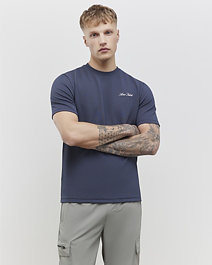 Grey Slim Fit Textured Ame Saint T-Shirt