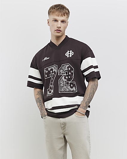 Brown Oversized Fit Bandana 72 Sports T-Shirt